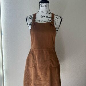 Brown Suede Pinafore Dress